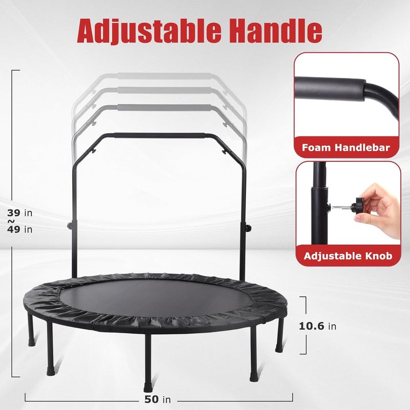 KOKSRY Rebounder Trampoline for Adults, 40"/50" Foldable Spring Fitness Trampoline - 450 lbs Capacity, Quiet & Stable Indoor/Outdoor Exercise Equipment for Cardio Workout - Image 5